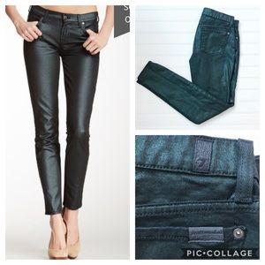 7FAM metallic skinny ankle crop jeans